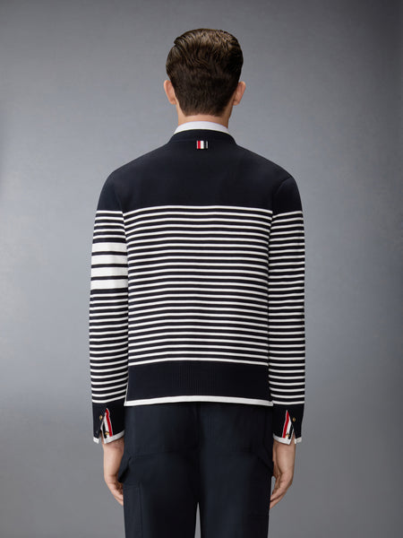 MILANO STITCH STRIPED BOXY FIT CARDIGAN NAVY/WHITE