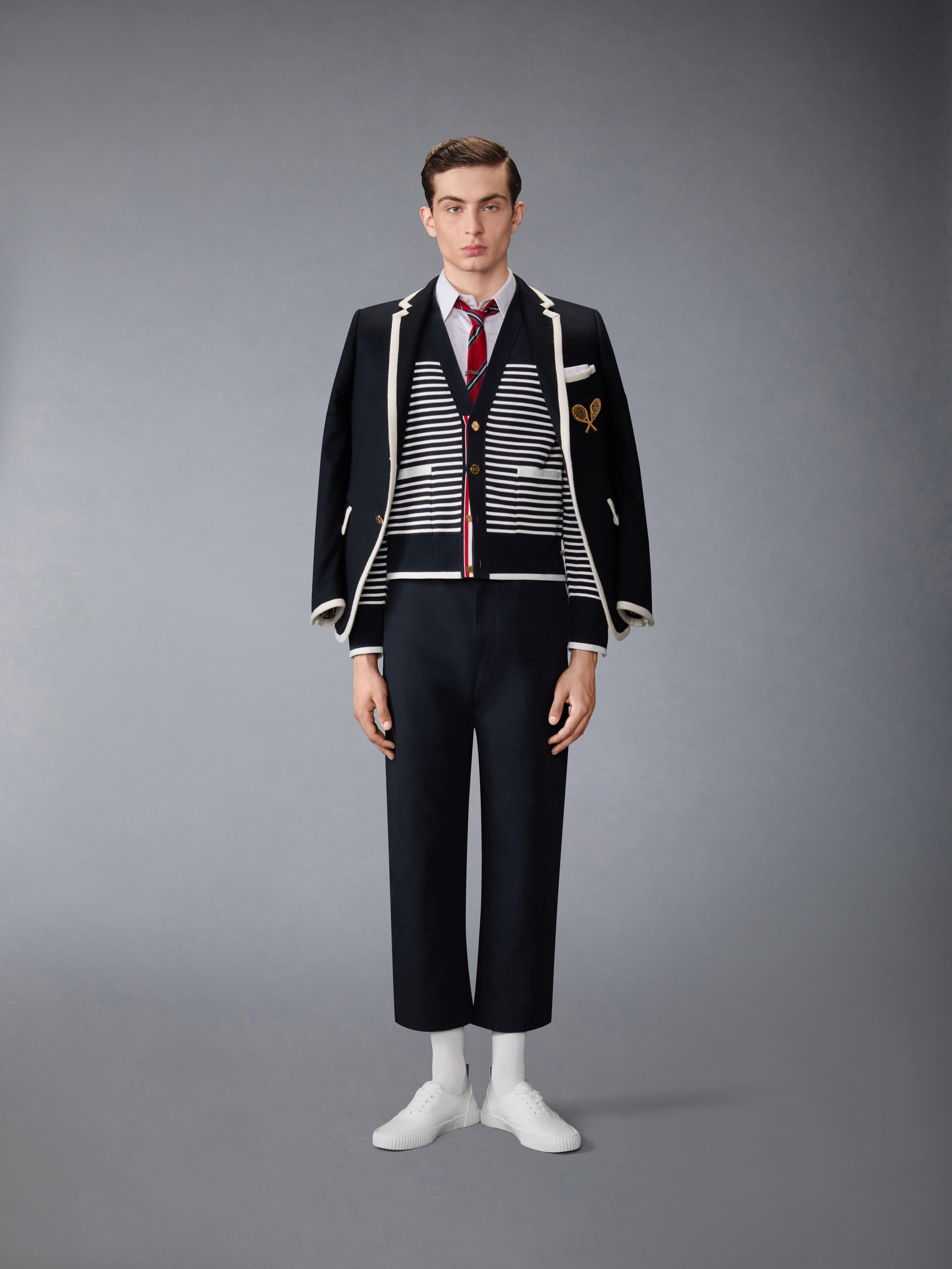 Milano Stitch Striped Boxy Fit Cardigan | Thom Browne