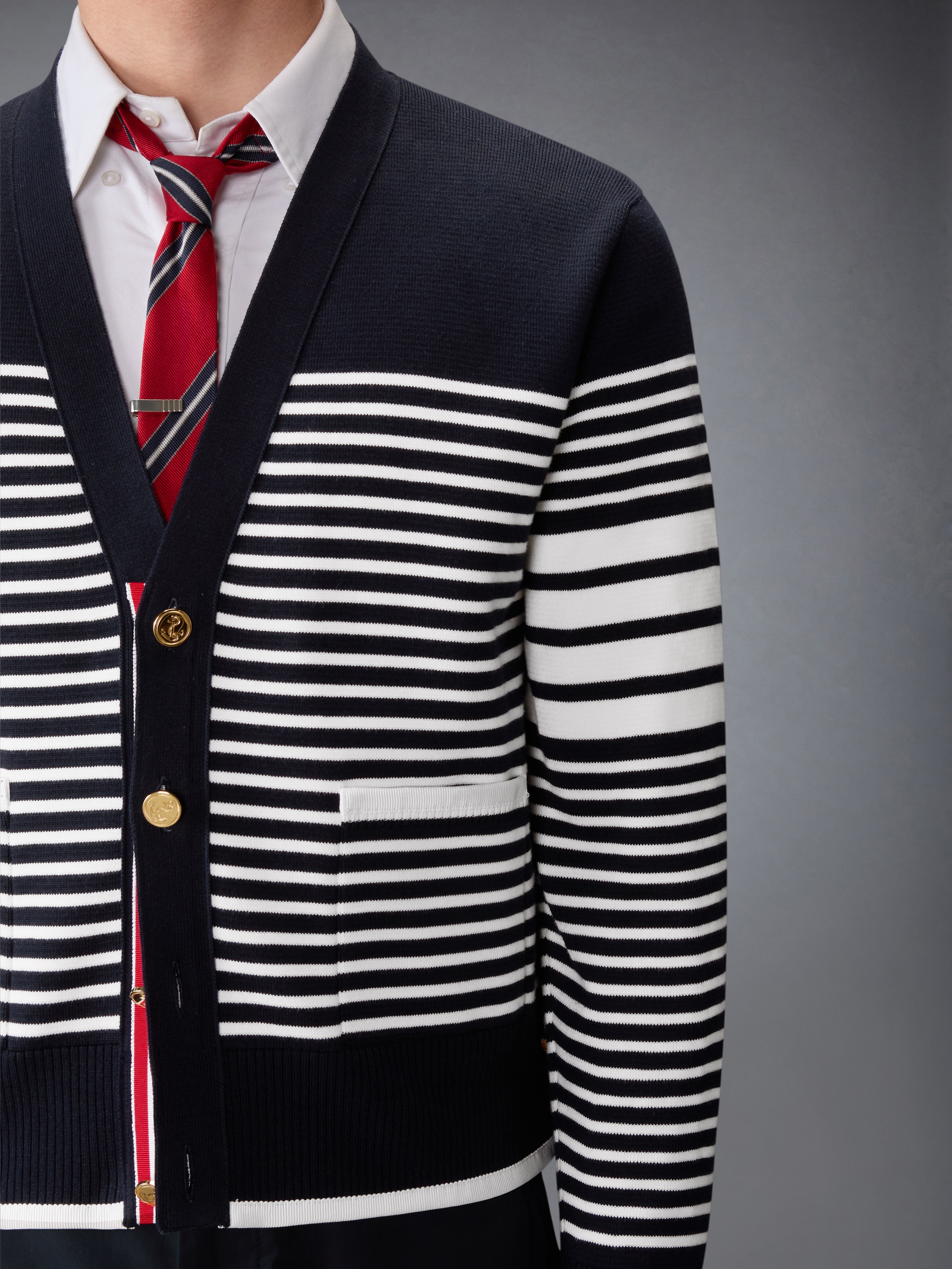 Milano Stitch Striped Boxy Fit Cardigan | Thom Browne