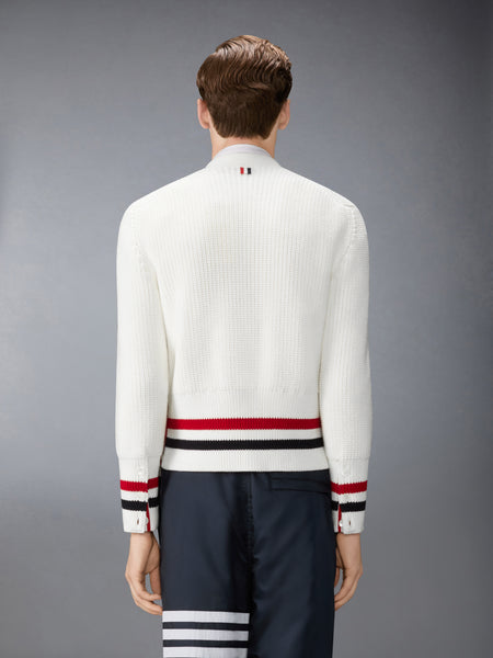 HALF CARDIGAN STITCH COTTON RWB CARDIGAN WHITE