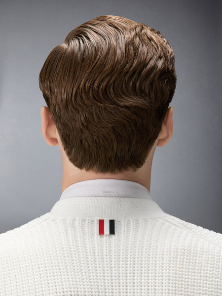 HALF CARDIGAN STITCH COTTON RWB CARDIGAN WHITE