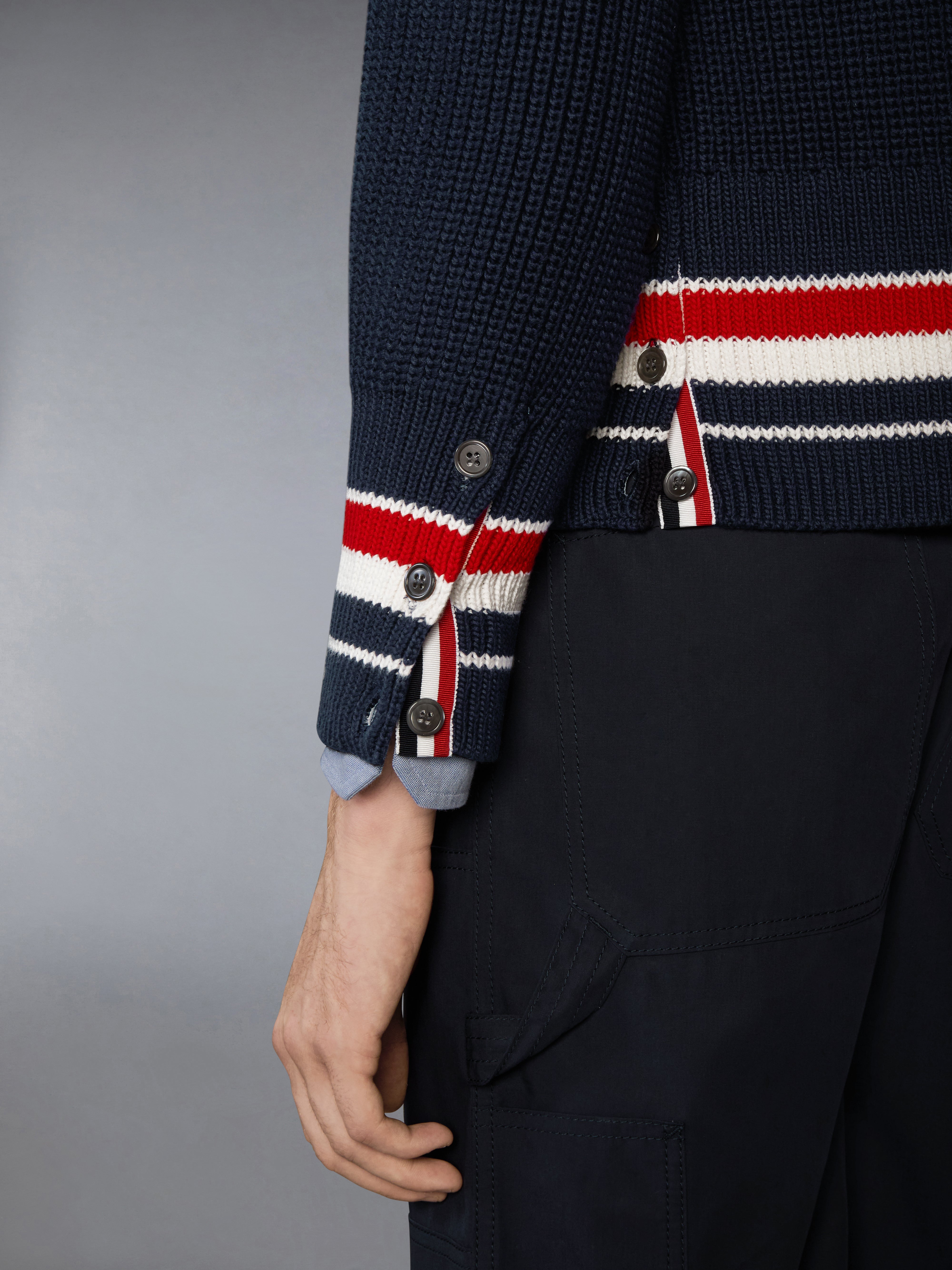 THOMBROWNE ネイビー カーディガン 38 Half Cardigan Stitch Cotton