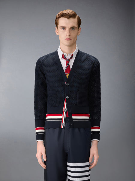 FLOAT RIPPLE STITCH RWB CARDIGAN NAVY