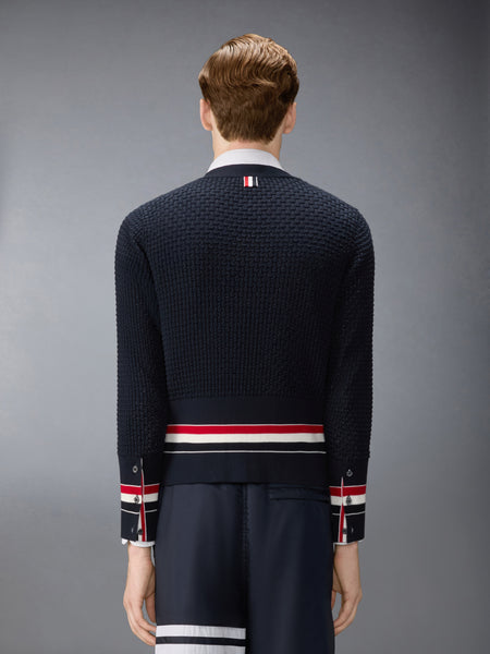 FLOAT RIPPLE STITCH RWB CARDIGAN NAVY