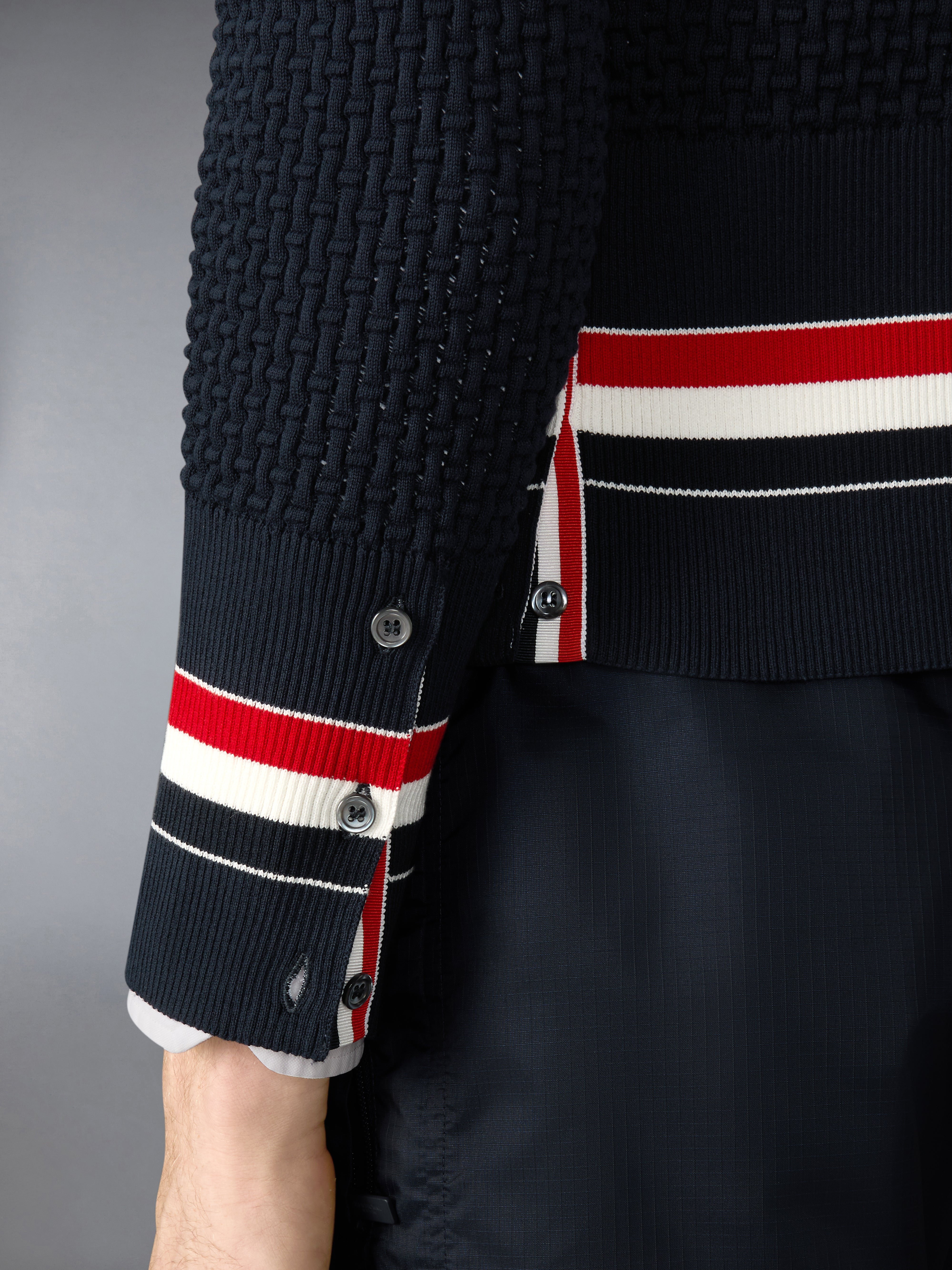 美品 THOM BROWNE トムブラウン カーディガン リップルステッチ フロート リップル ステッチ RWB カーディガン | Thom Browne
