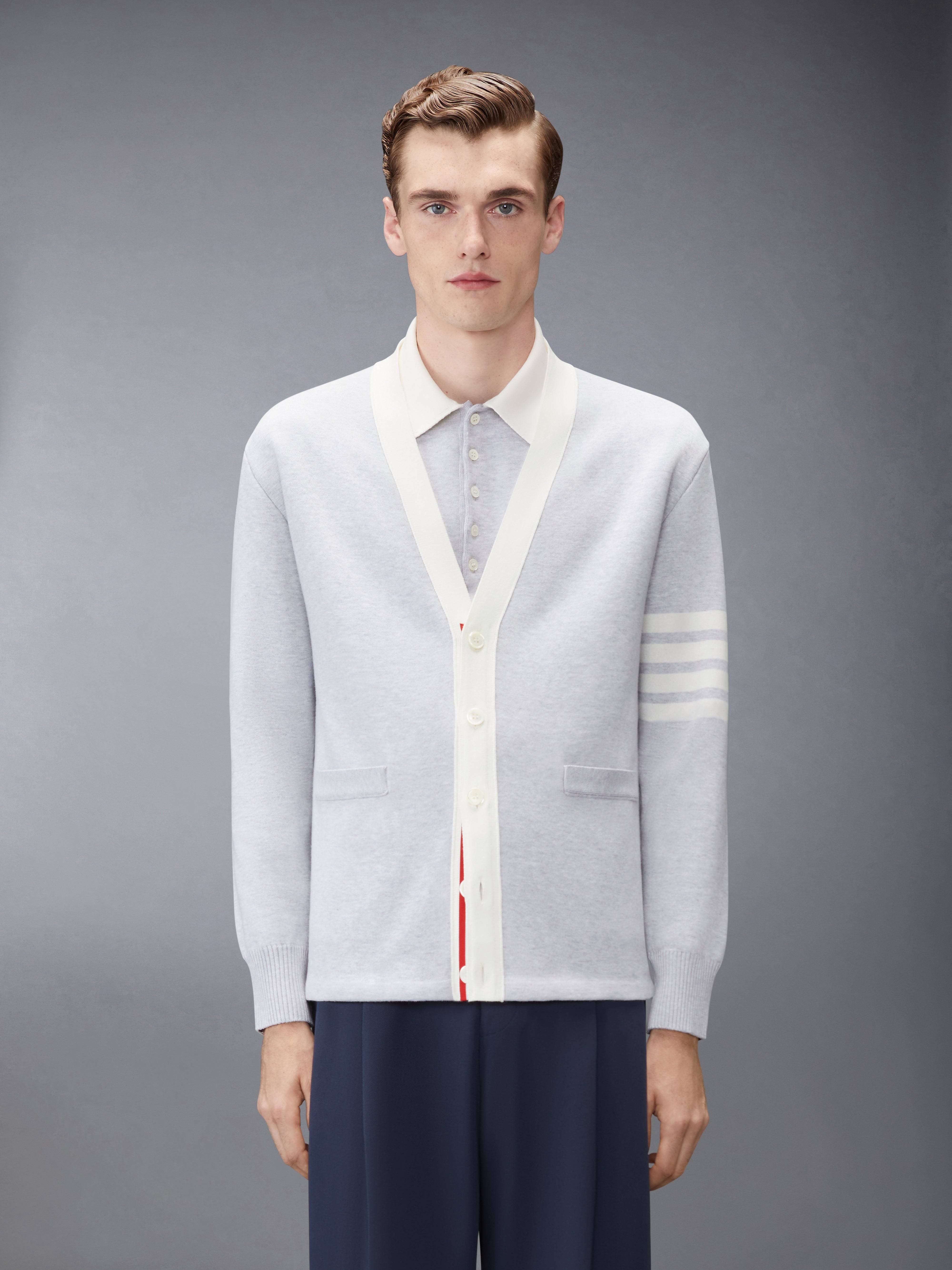 Crest Intarsia Jacquard 4-Bar Rugby Fit Cardigan | Thom Browne