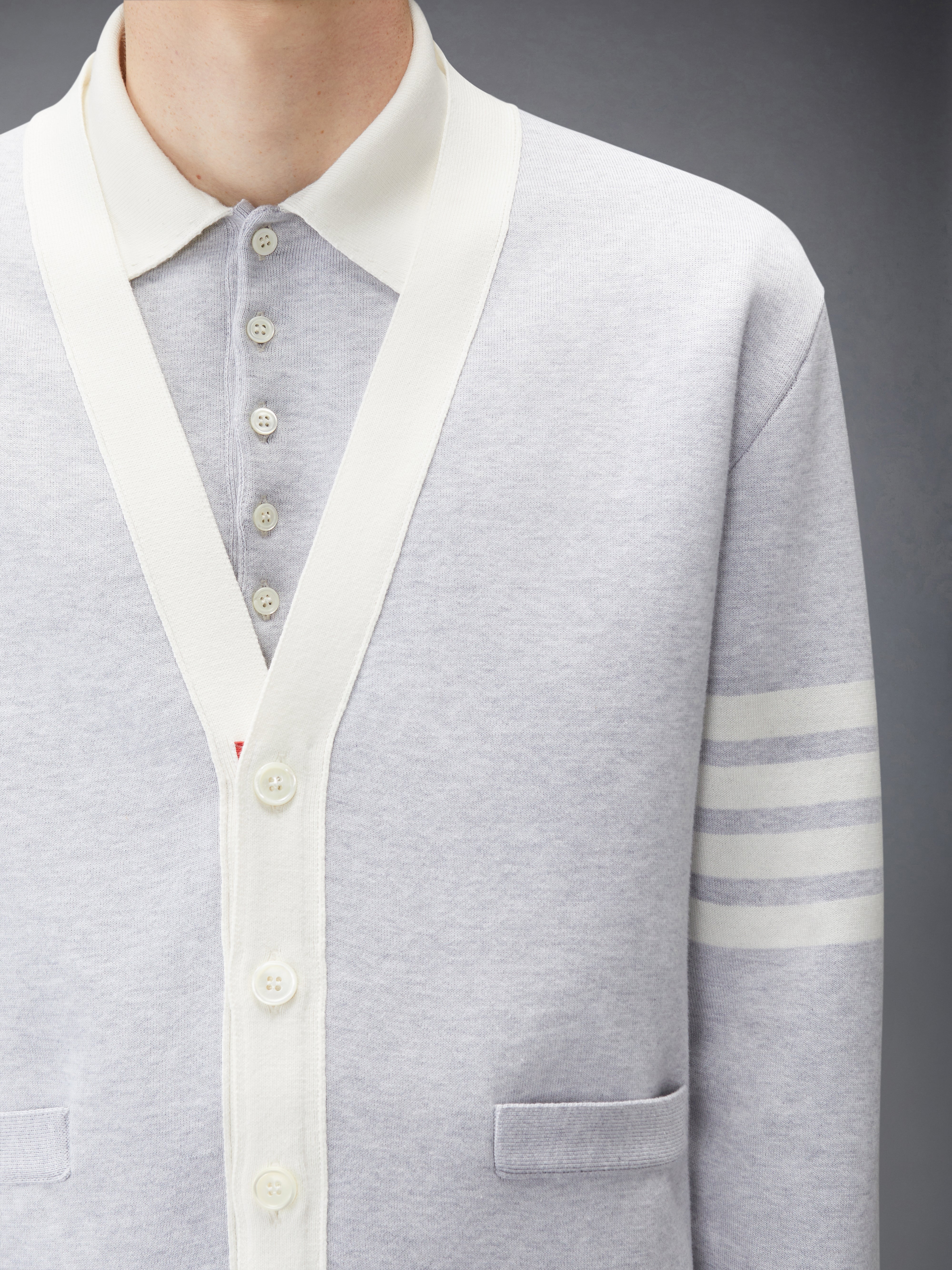 Crest Intarsia Jacquard 4-Bar Rugby Fit Cardigan | Thom Browne