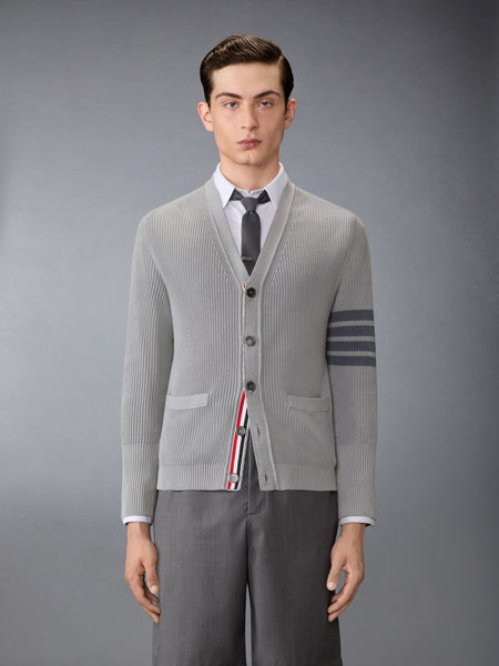 GARMENT DYED 4-BAR CARDIGAN LT GREY