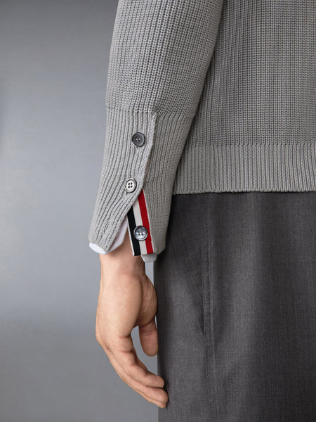 GARMENT DYED 4-BAR CARDIGAN LT GREY