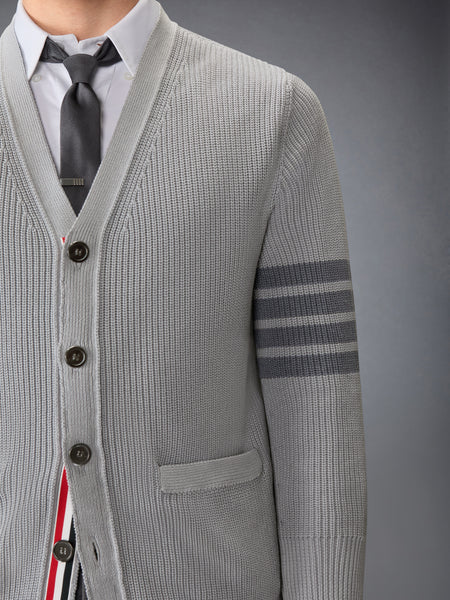 GARMENT DYED 4-BAR CARDIGAN LT GREY