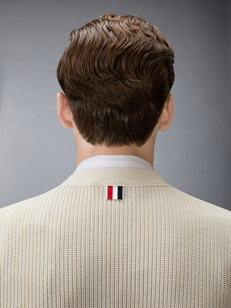 GARMENT DYED 4-BAR CARDIGAN BEIGE