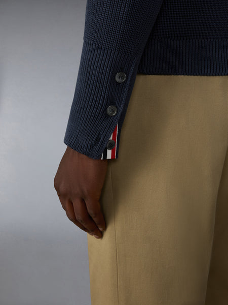 GARMENT DYED 4-BAR CARDIGAN NAVY