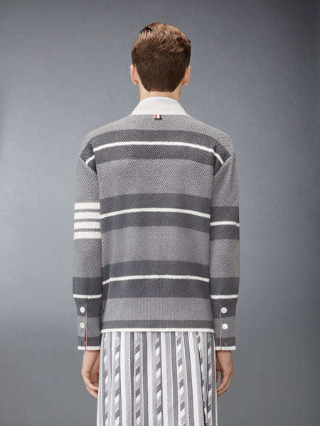 SEED STITCH 4-BAR CARDIGAN MED GREY