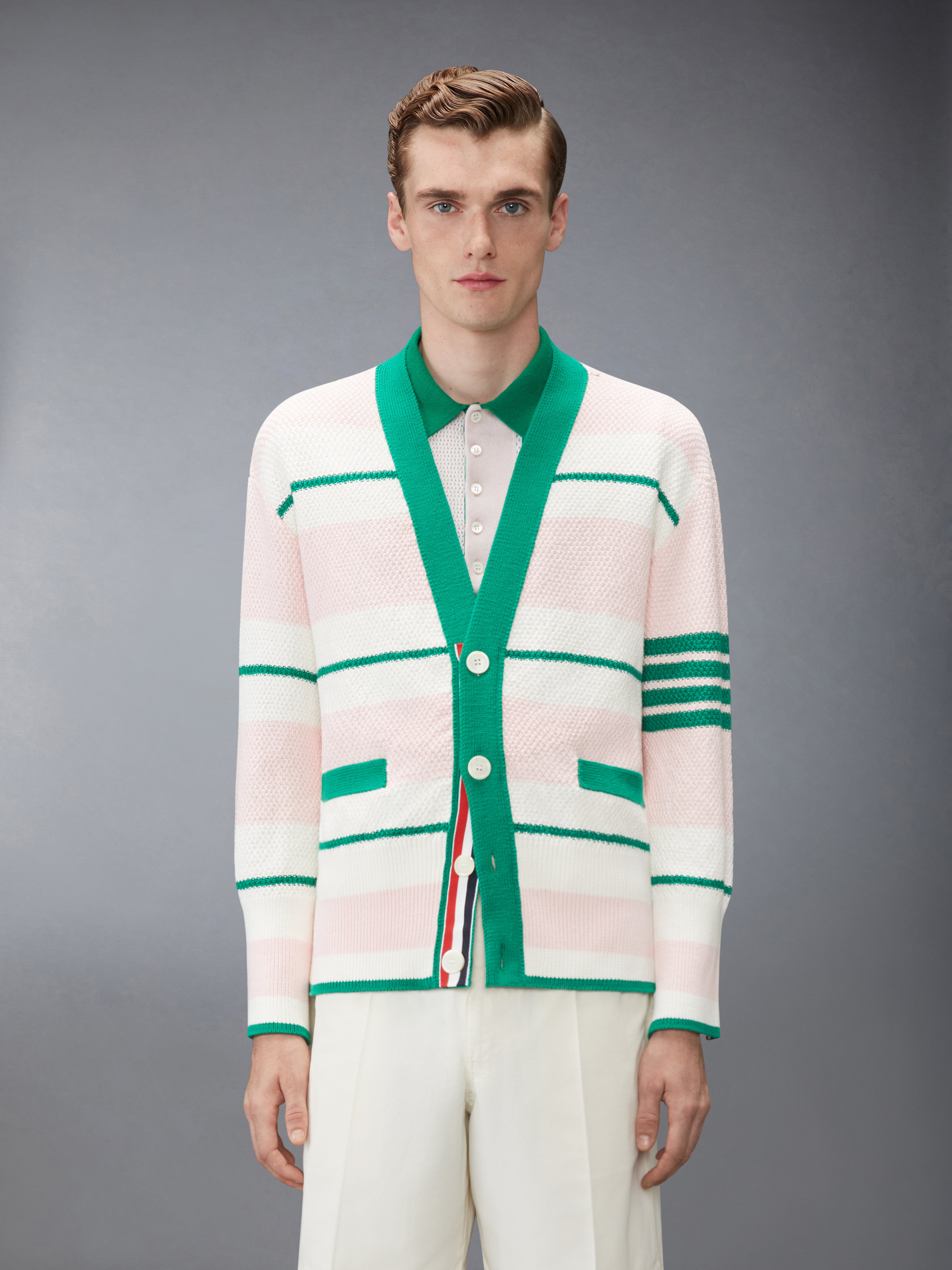 Seed Stitch 4-Bar Cardigan | Thom Browne