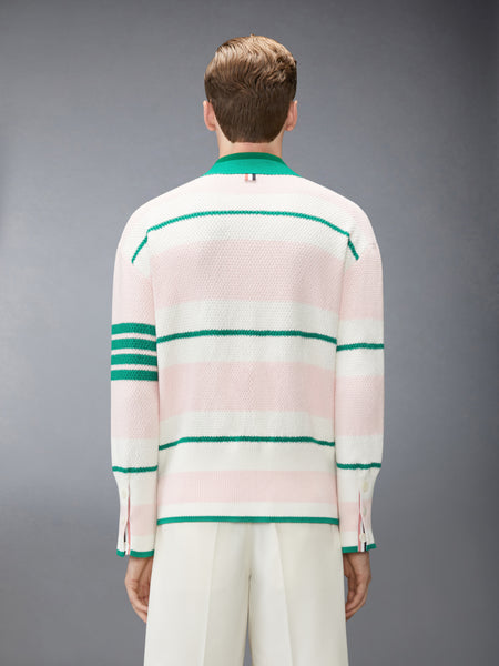 SEED STITCH 4-BAR CARDIGAN LIGHT PINK