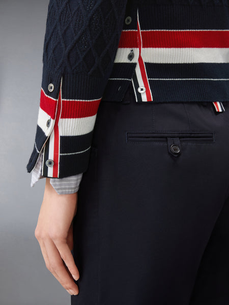 ARGYLE INTARSIA CASHMERE SHRUNKEN CARDIGAN NAVY