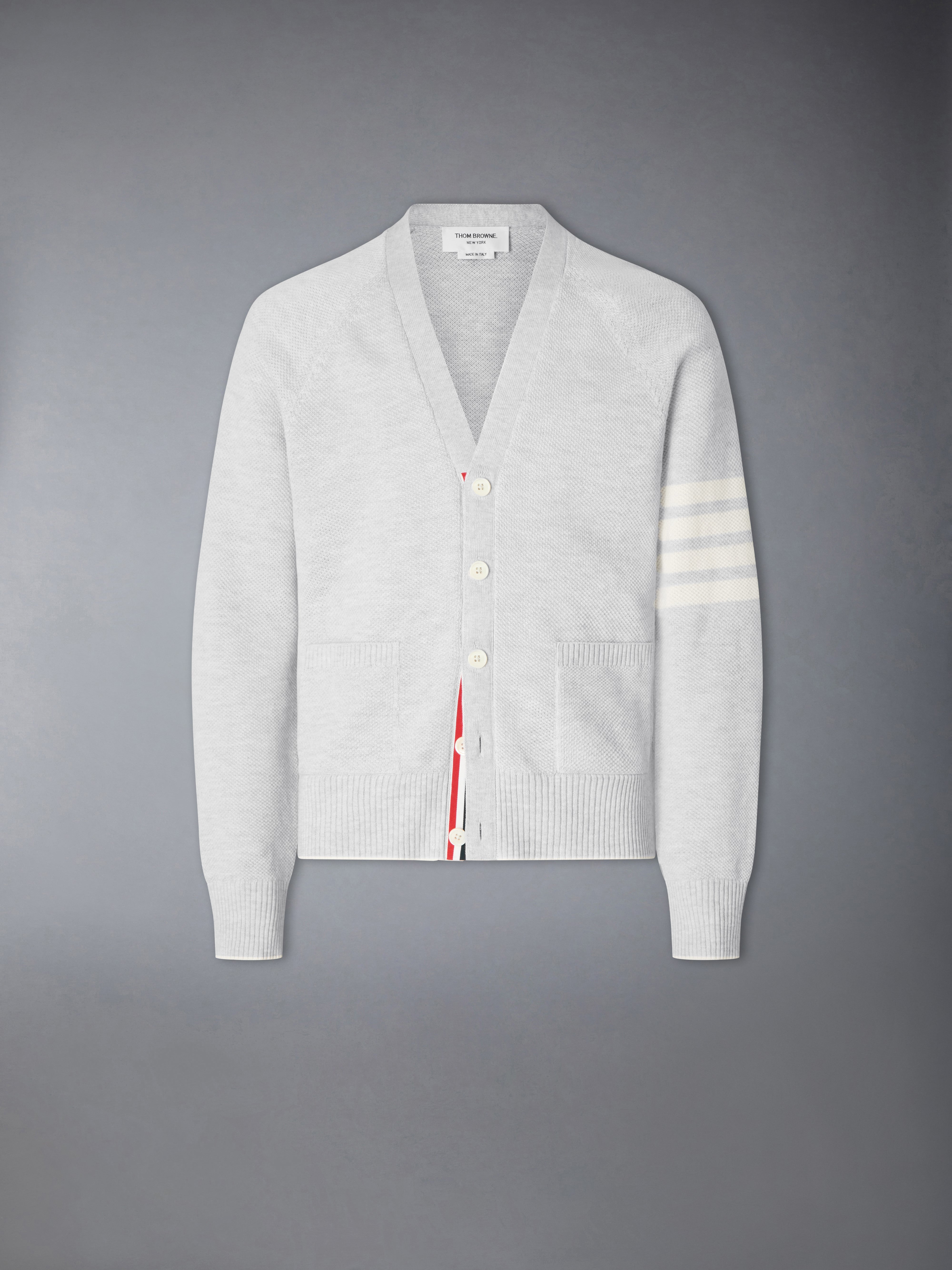 Linen Cotton 4-Bar Relaxed Fit Cardigan | Thom Browne