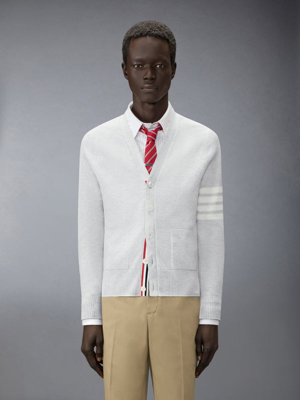 LINEN COTTON 4-BAR RELAXED FIT CARDIGAN - image 1