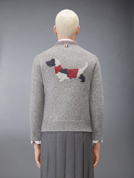 DONEGAL INTARSIA HECTOR PATCHWORK CARDIGAN LT GREY