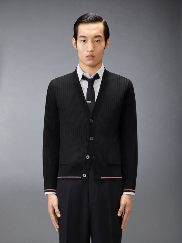 MERINO WOOL RWB RIB STITCH CARDIGAN - image 1