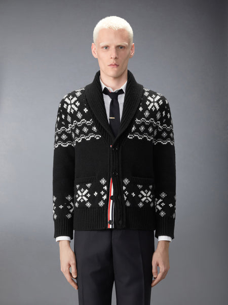 ICELANDIC FAIR ISLE CASHMERE CARDIGAN BLACK