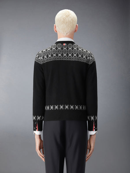 FAIR ISLE JACUARD CASHMERE CARDIGAN BLACK