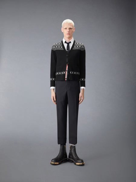 FAIR ISLE JACUARD CASHMERE CARDIGAN BLACK
