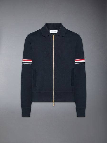 COTTON MILANO STITCH ARMBAND BOMBER JACKET NAVY