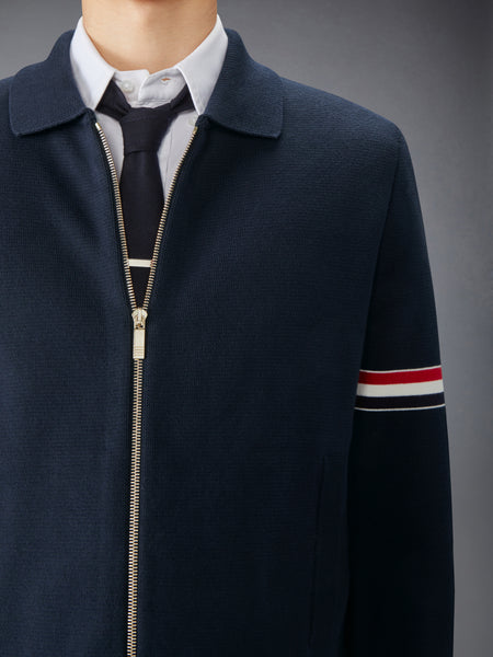 COTTON MILANO STITCH ARMBAND BOMBER JACKET NAVY