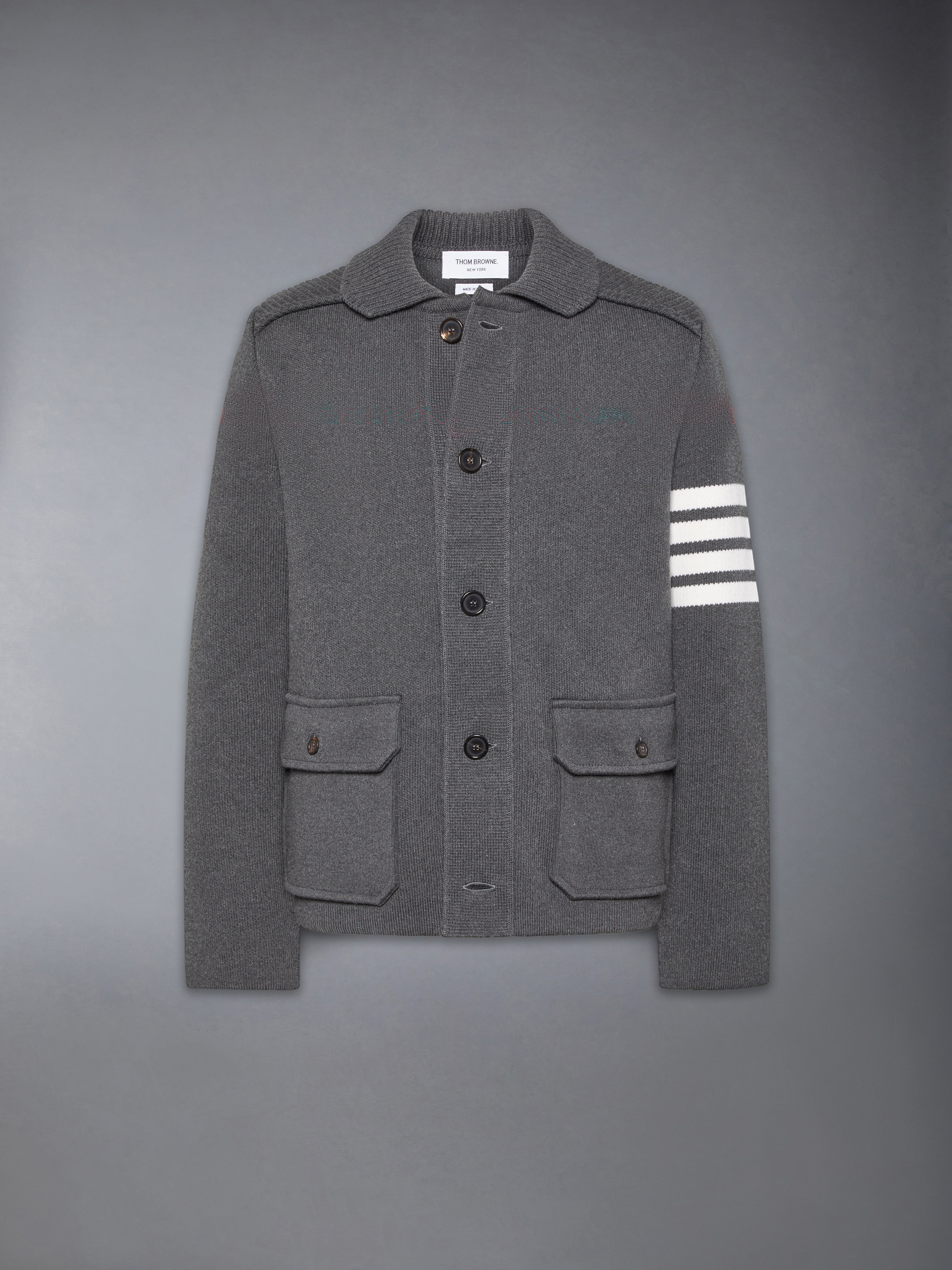 Cotton Cashmere Interlock 4 Bar Polo Collar Jacket | Thom Browne