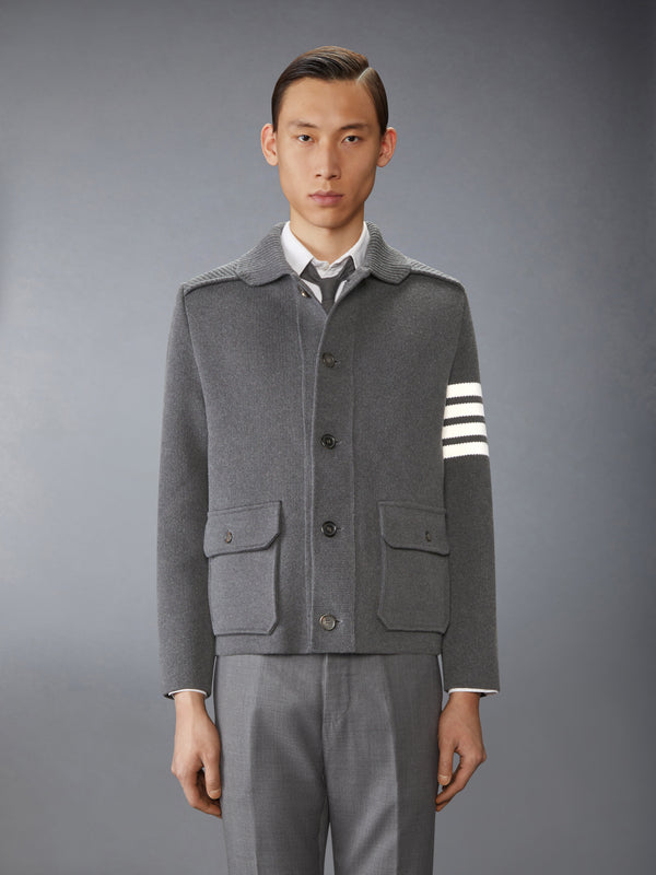 COTTON CASHMERE INTERLOCK 4-BAR POLO COLLAR JACKET - image 1