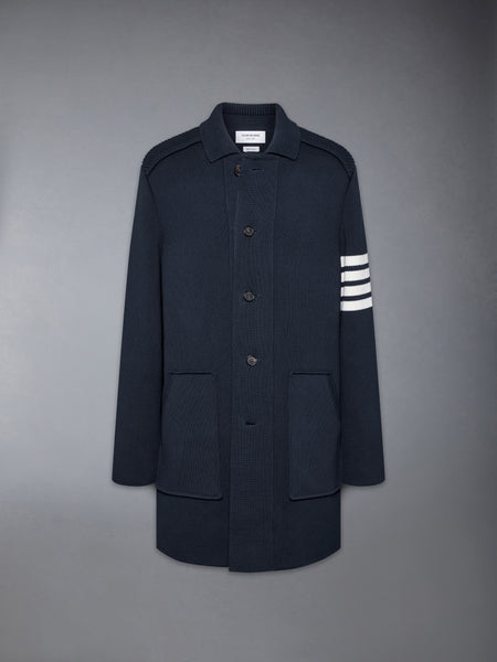 COTTON CASHMERE INTERLOCK 4-BAR POLO COLLAR OVERCOAT NAVY