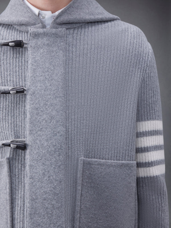 Boiled Wool Half Cardigan Stitch Hooded 4-Bar Duffle Jacket - image 4