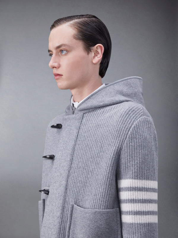 Boiled Wool Half Cardigan Stitch Hooded 4-Bar Duffle Jacket - image 5