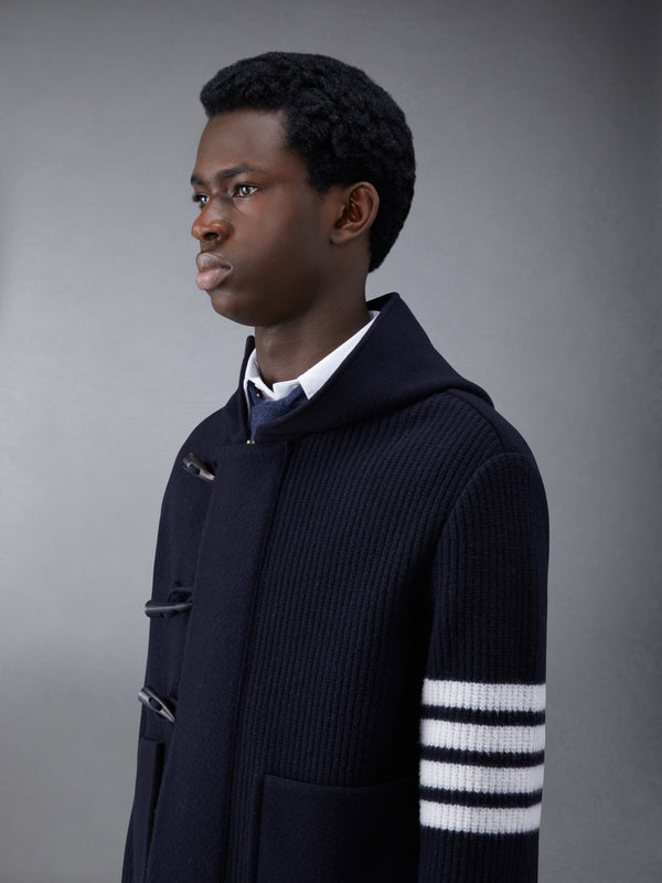 Boiled Wool Half Cardigan Stitch Hooded 4-Bar Duffle Jacket - image 4