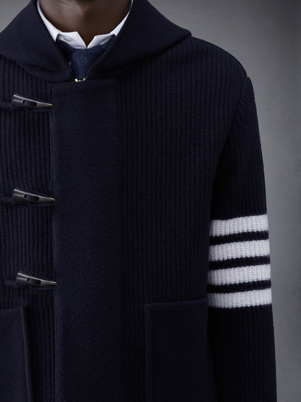 Boiled Wool Half Cardigan Stitch Hooded 4-Bar Duffle Jacket - image 6