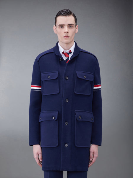 COTTON CASHMERE SHAWL COLLAR ARMBAND COAT NAVY