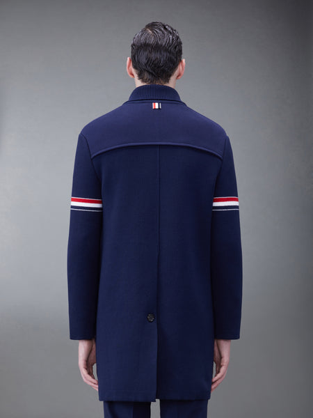 COTTON CASHMERE SHAWL COLLAR ARMBAND COAT NAVY