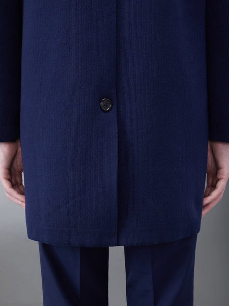 COTTON CASHMERE SHAWL COLLAR ARMBAND COAT NAVY