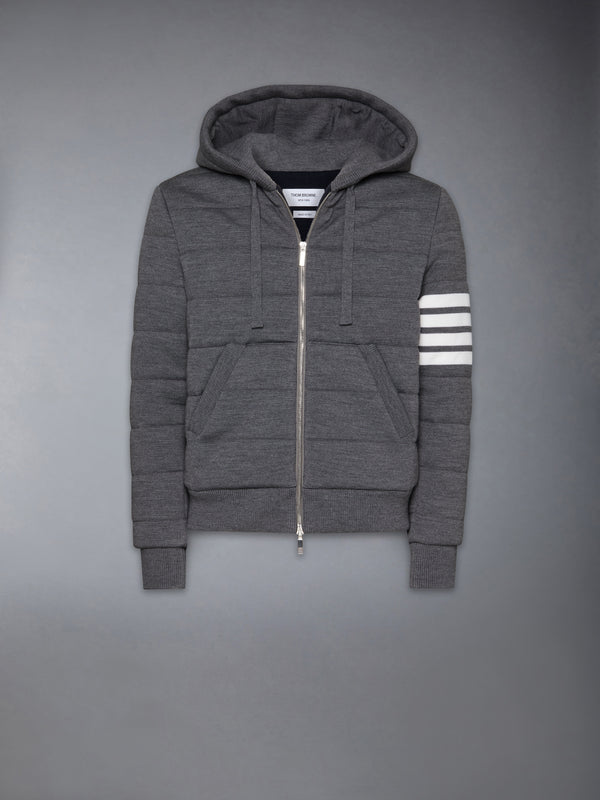 MERINO WOOL JERSEY STITCH PADDED 4-BAR ZIP UP HOODIE - featured image