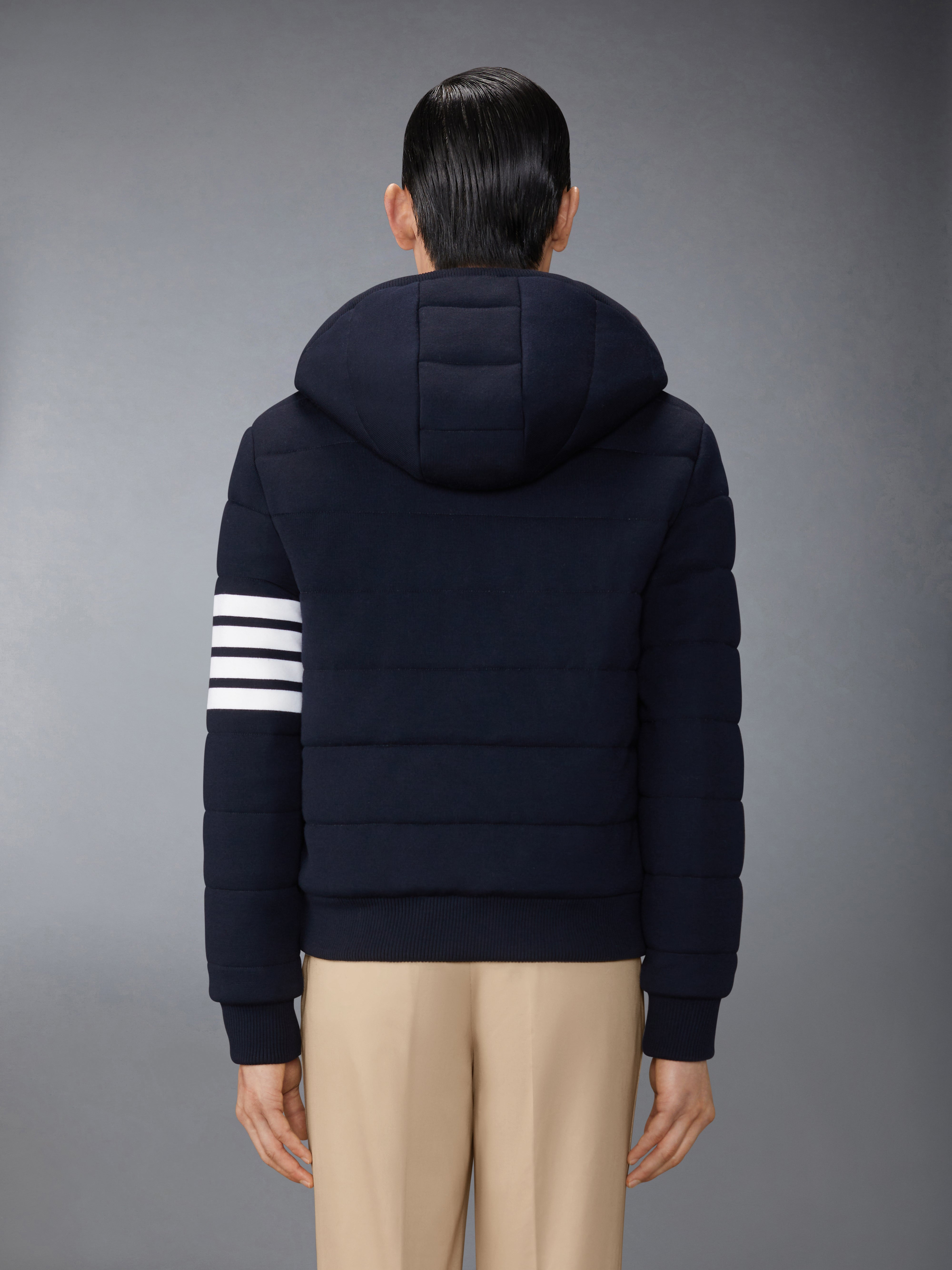 Merino Wool Jersey Stitch Padded 4 Bar Zip Up Hoodie | Thom