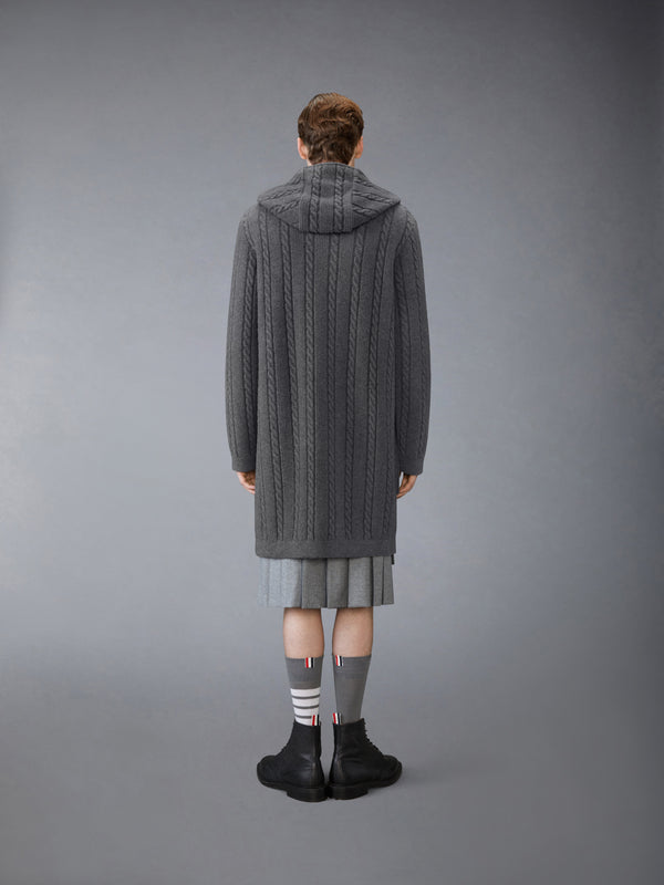 MERINO WOOL CABLE DUFFLE COAT