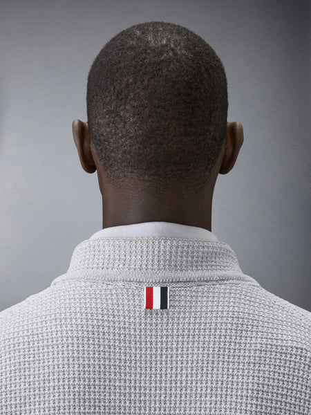 LINEN COTTON 4-BAR CARIDGAN JACKET LT GREY