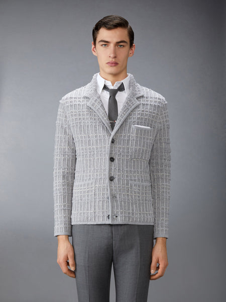 SEERSUCKER KNIT TWEED JACQUARD 4-BAR CARDIGAN