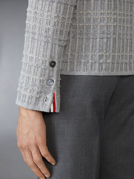 SEERSUCKER KNIT TWEED JACQUARD 4-BAR CARDIGAN