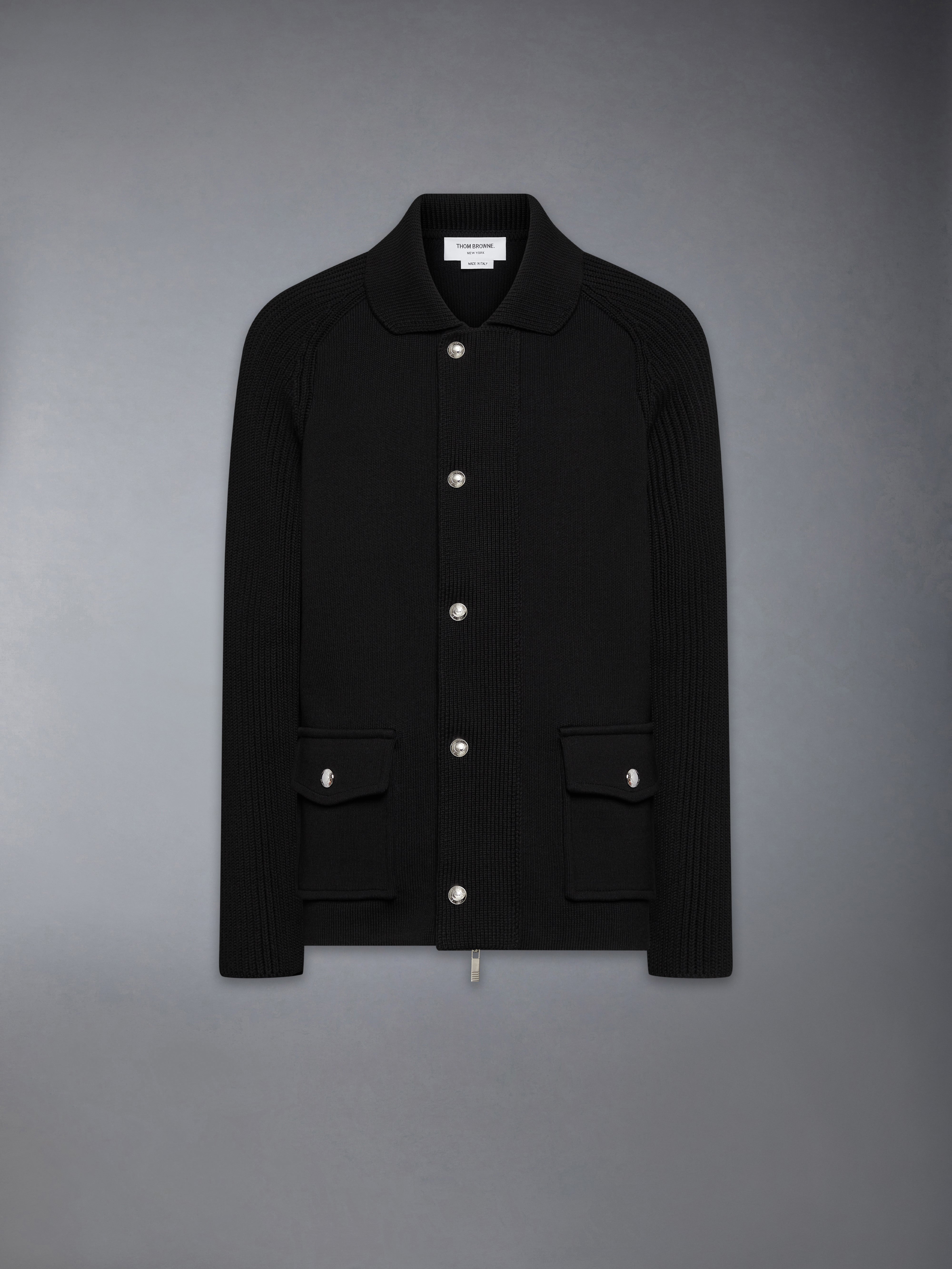 Mixed Stitch Cotton Cashmere Zip Up Jacket | Thom Browne