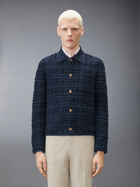 KNIT TWEED 4-BAR UTILITY JACKET NAVY