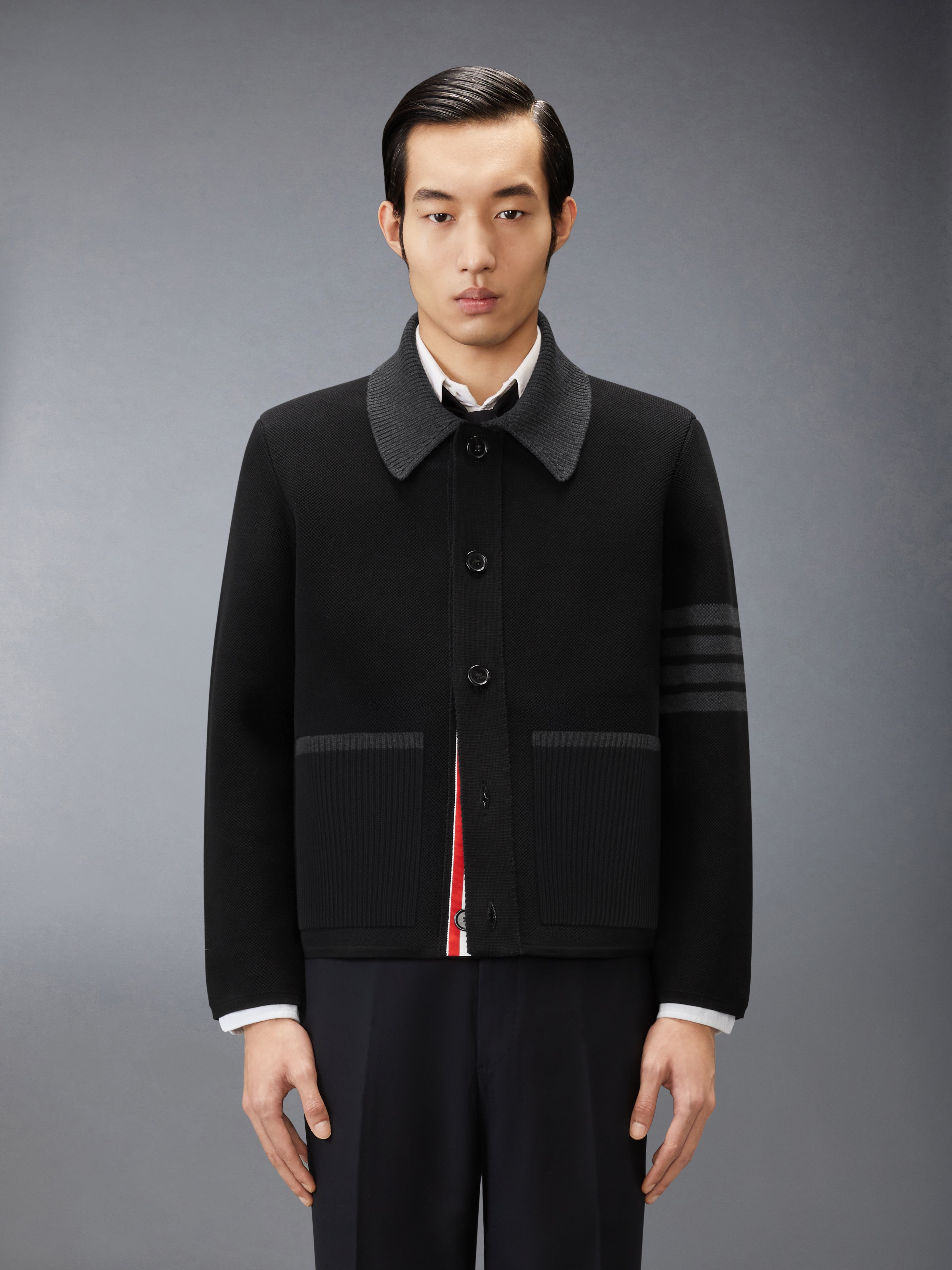thom browne メリノウール4barジャケット ネイビー 金ボタン Merino Wool 4-Bar Work Jacket | Thom Browne