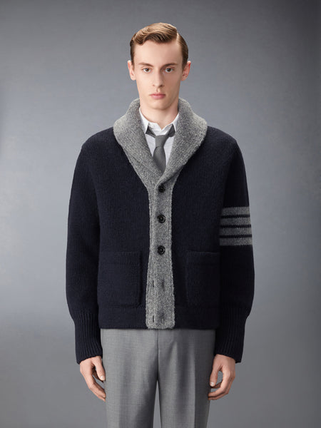 BROWNE 65 INTARSIA CARDIGAN JACKET NAVY