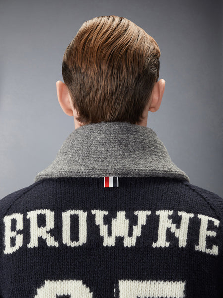 BROWNE 65 INTARSIA CARDIGAN JACKET NAVY